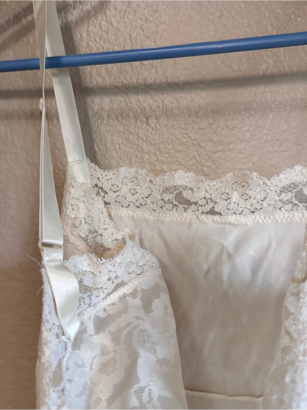 Vintage Cream Lace-Trim Slip Dress - Picture 4 of 5